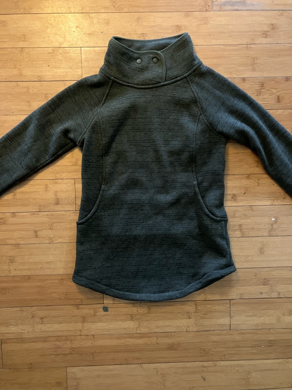Prana Charcoal Funnel Neck Pullover with Snap Detail